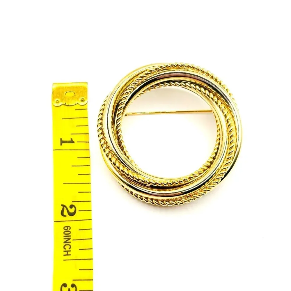 Elegant Round Textured Gold Brooch